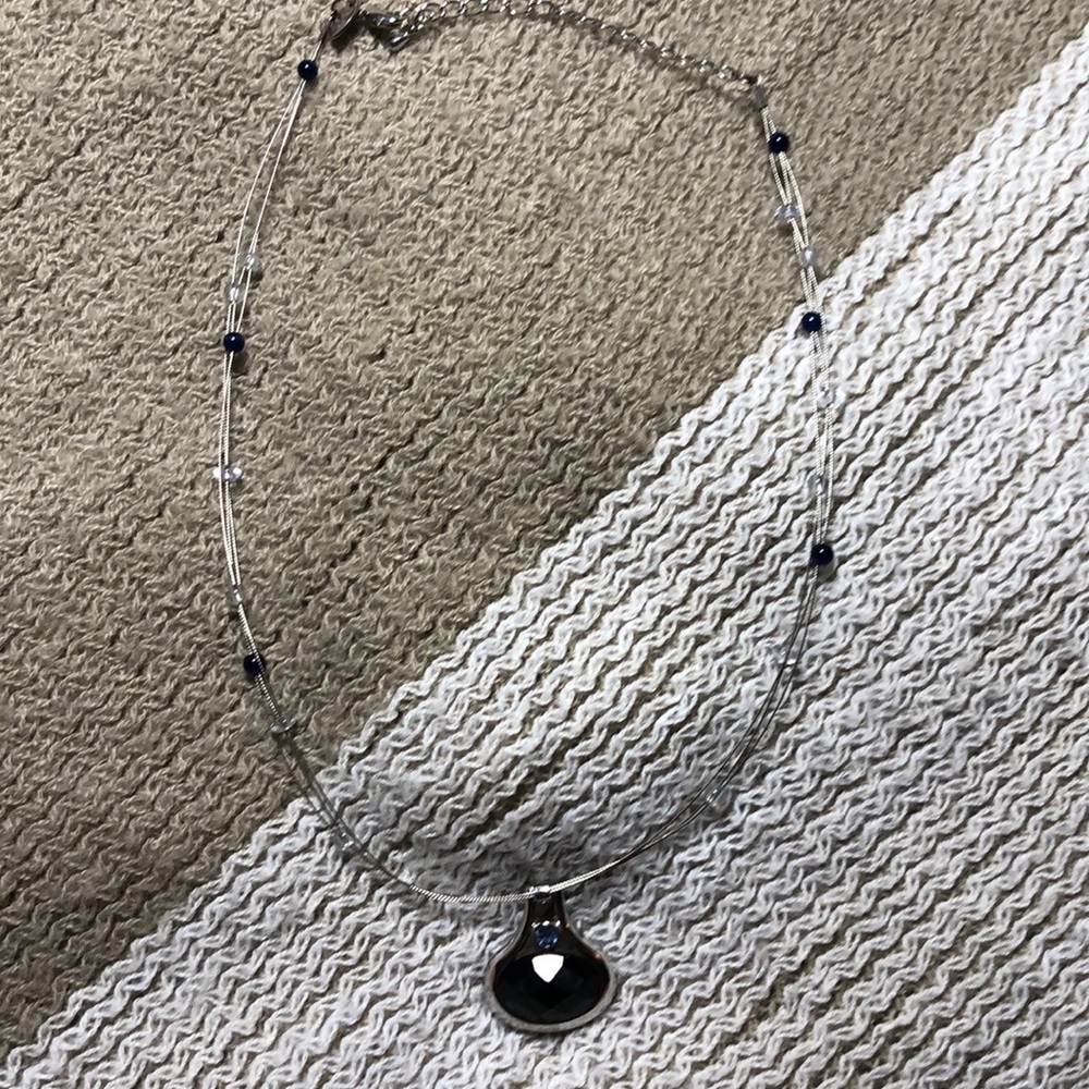 Lia Sophia pendant-blue and black necklace